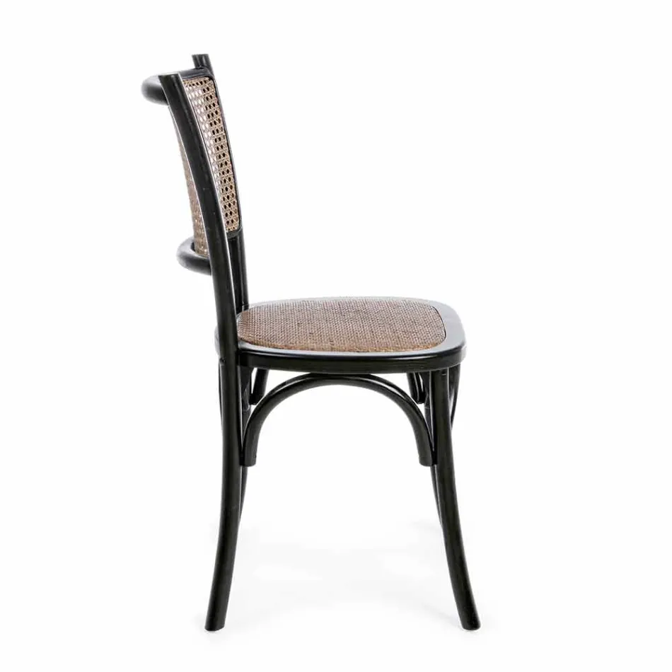 Scaun de sufragerie din Rattan și lemn Design clasic Homemotion - Meridia Viadurini