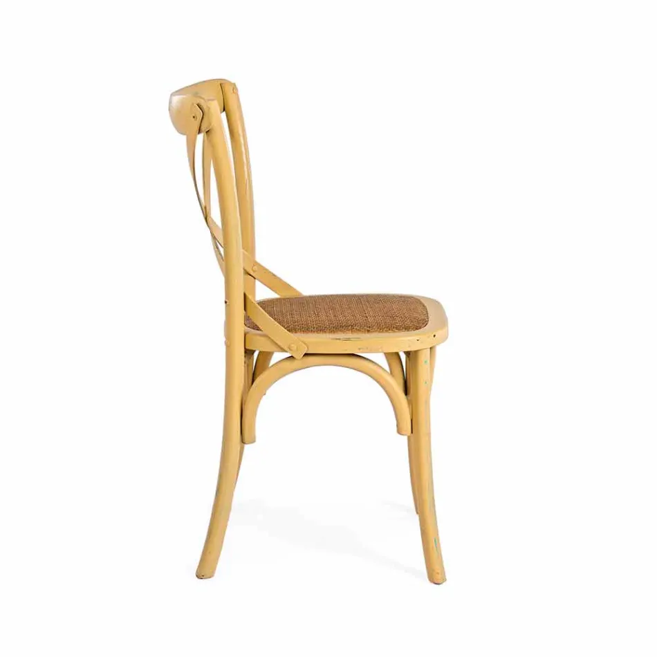 Scaun de sufragerie din Rattan și lemn Design clasic Homemotion - Meridia Viadurini