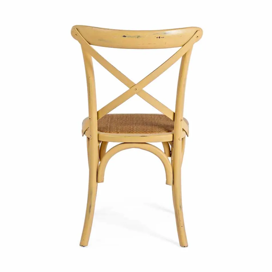 Scaun de sufragerie din Rattan și lemn Design clasic Homemotion - Meridia Viadurini