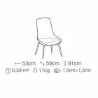 Scaun din sufragerie din stofă cu bază din lemn Fabricat în Italia - Cocos Viadurini