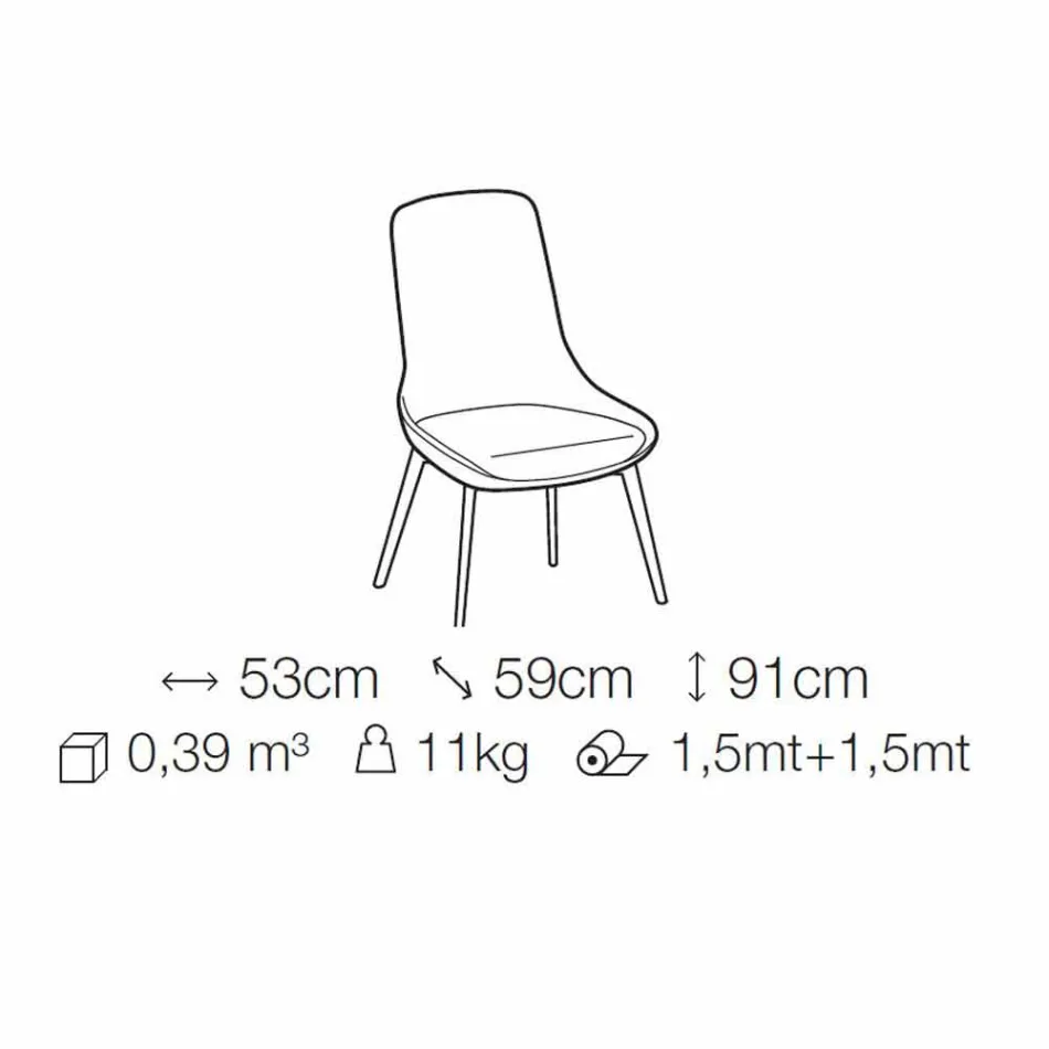 Scaun din sufragerie din stofă cu bază din lemn Fabricat în Italia - Cocos Viadurini