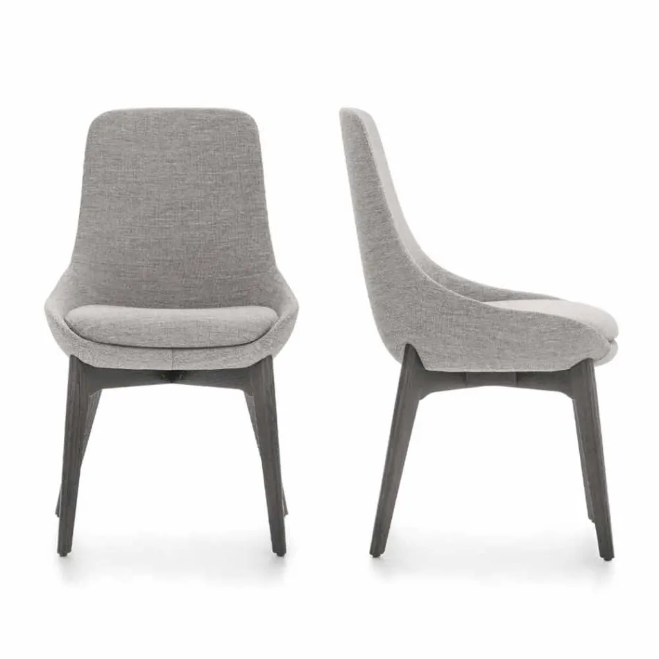 Scaun din sufragerie din stofă cu bază din lemn Fabricat în Italia - Cocos Viadurini