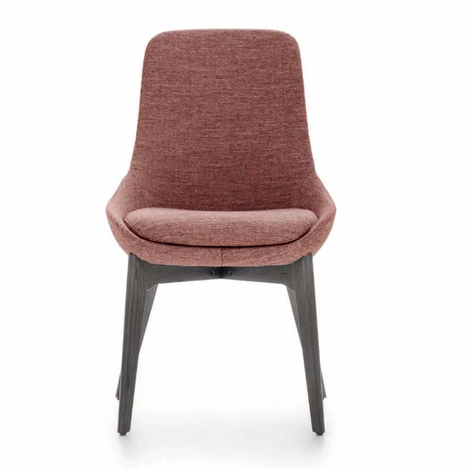 Scaun din sufragerie din stofă cu bază din lemn Fabricat în Italia - Cocos Viadurini