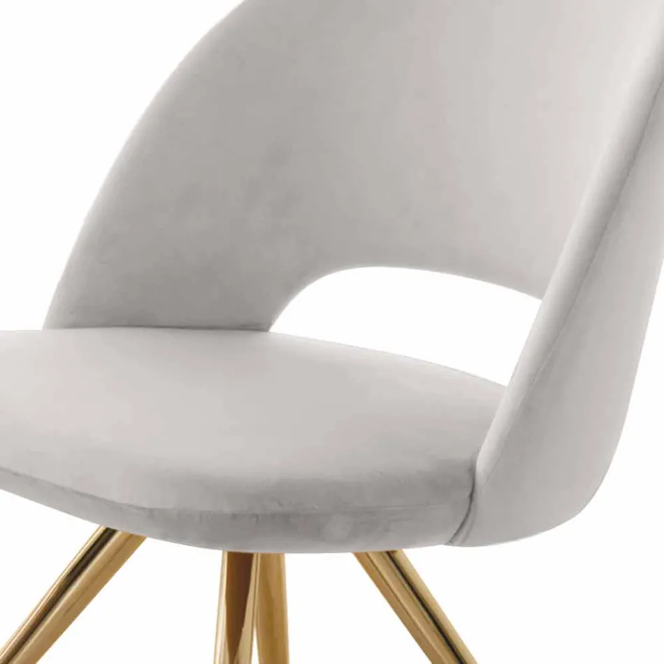 Scaun de sufragerie din stofă cu picioare aurii Made in Italy - Marchesi Viadurini