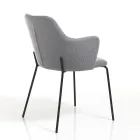 Scaun de Sufragerie din Tesatura si Metal Negru Mat 2 Piese - Corinna Viadurini