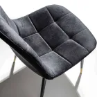 Scaun de sufragerie din catifea și metal rezistent la pete, 4 bucăți - Carlina Viadurini