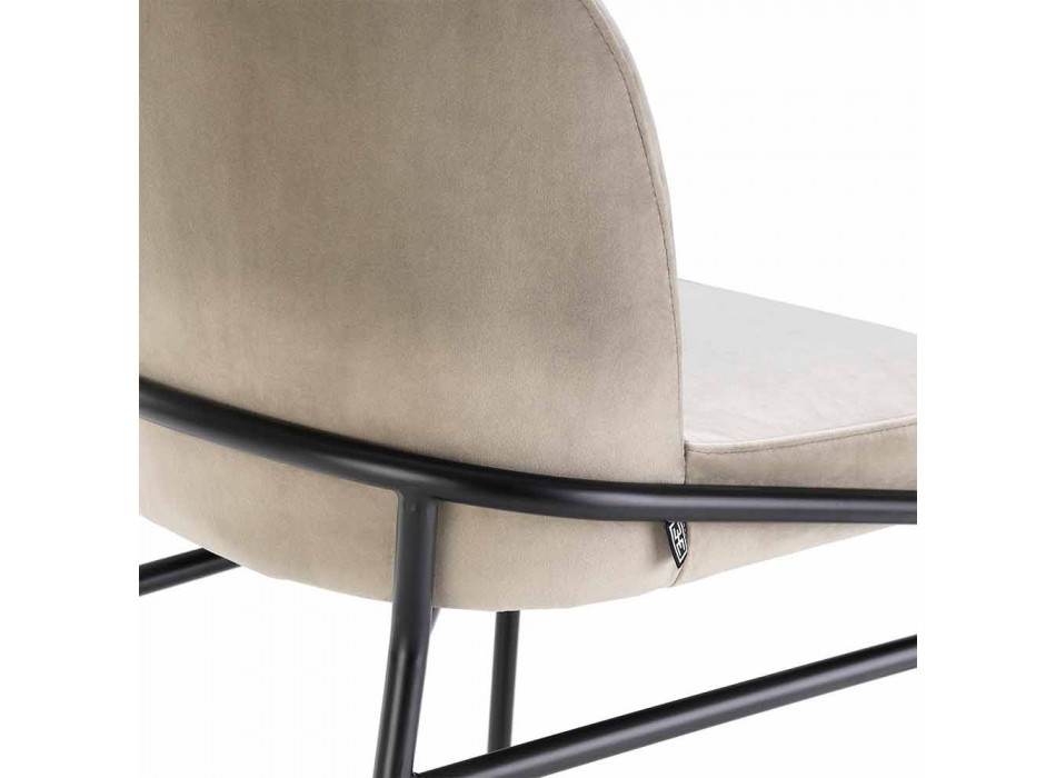 Scaun de sufragerie modern din țesătură și fier negru, 2 bucăți - Marica Viadurini