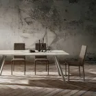 Scaun de Sufragerie Tapițat din Piele Ecologică Made in Italy, 2 Piese - Belgian Viadurini