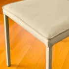 Scaun de mese din piele Bessie dove din piele, fabricat în Italia Viadurini