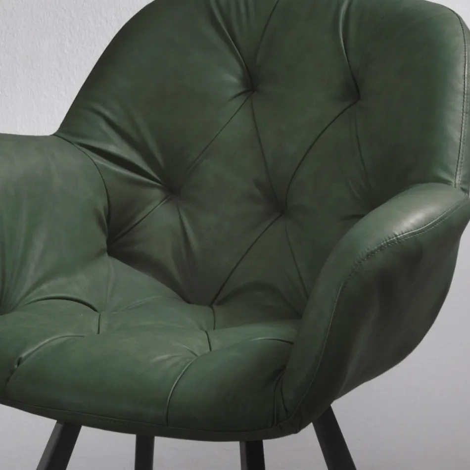 Scaun de Sufragerie din Ecopiele Structura Metalica 2 Piese - Delpiero Viadurini