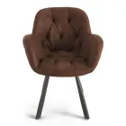 Scaun de Sufragerie din Ecopiele Structura Metalica 2 Piese - Delpiero Viadurini