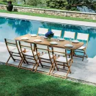 Scaun pliabil de exterior din lemn de salcam si textilena - Perfect Viadurini