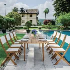 Scaun pliabil de exterior din lemn de salcam si textilena - Perfect Viadurini