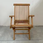 Scaun pliabil de exterior din tec cu cotiere – Yggdrasil Viadurini