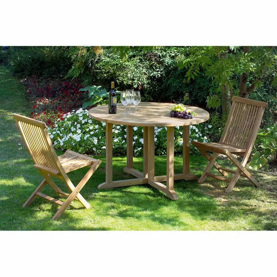 Scaun de gradina pliabil din Teak natural - Yggdrasil Viadurini