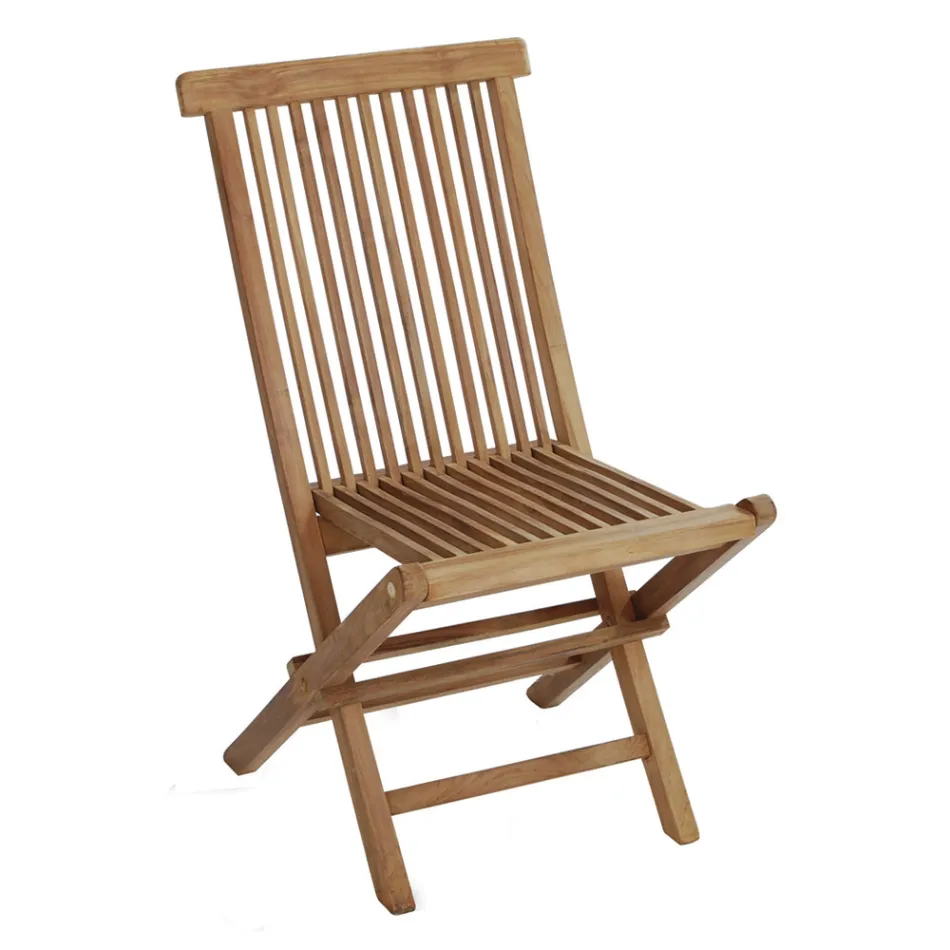 Scaun de grădină pliabil din lemn de tec - strălucitor Viadurini