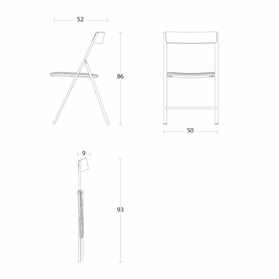 Scaun pliabil din metal și lemn de stejar 2 bucăți Made in Italy - Roberta Viadurini