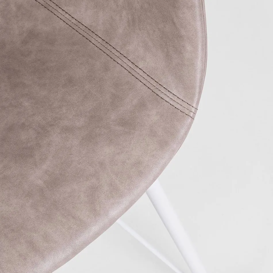 Scaun Fotoliu din Otel Alb sau Negru si Piele Eco Vintage - Gongo Viadurini