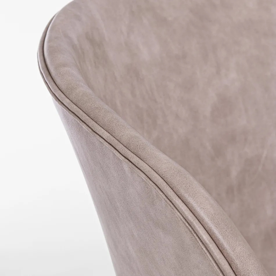 Scaun Fotoliu din Otel Alb sau Negru si Piele Eco Vintage - Gongo Viadurini