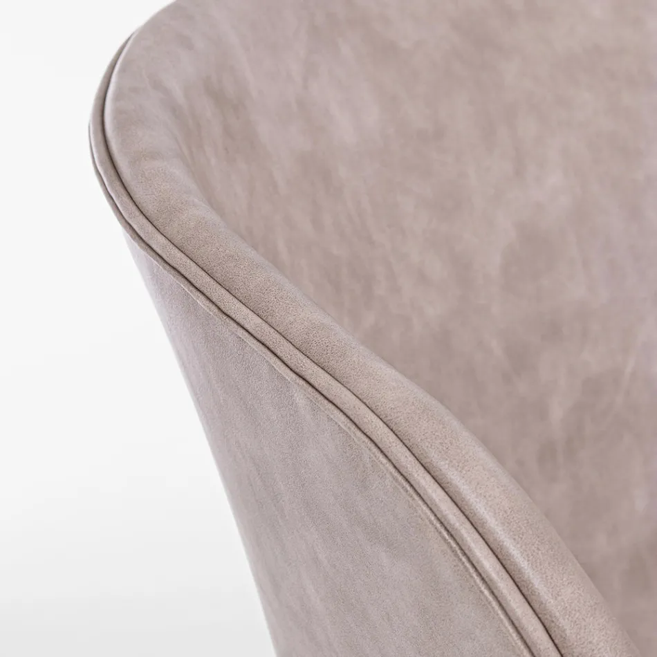 Scaun Fotoliu din Otel Alb sau Negru si Piele Eco Vintage - Gongo Viadurini