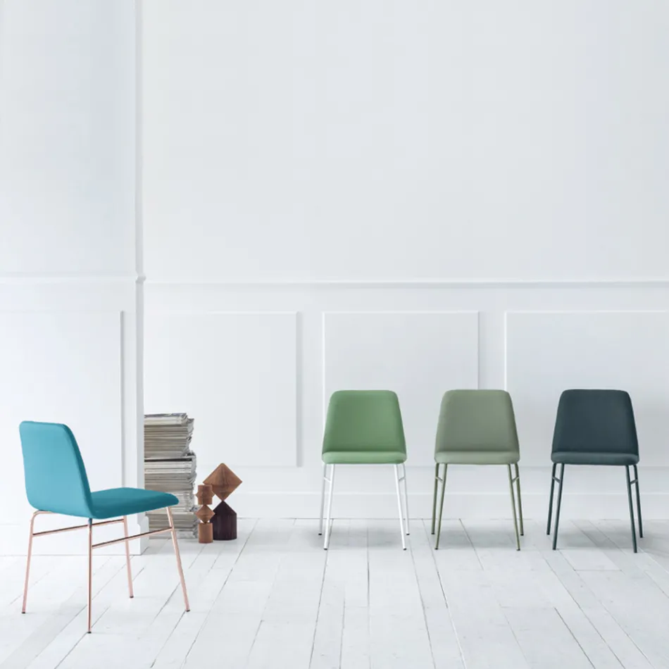 Scaun din Tesatura Fina cu Baza Metalica Made in Italy, 2 Bucati - Molde Viadurini