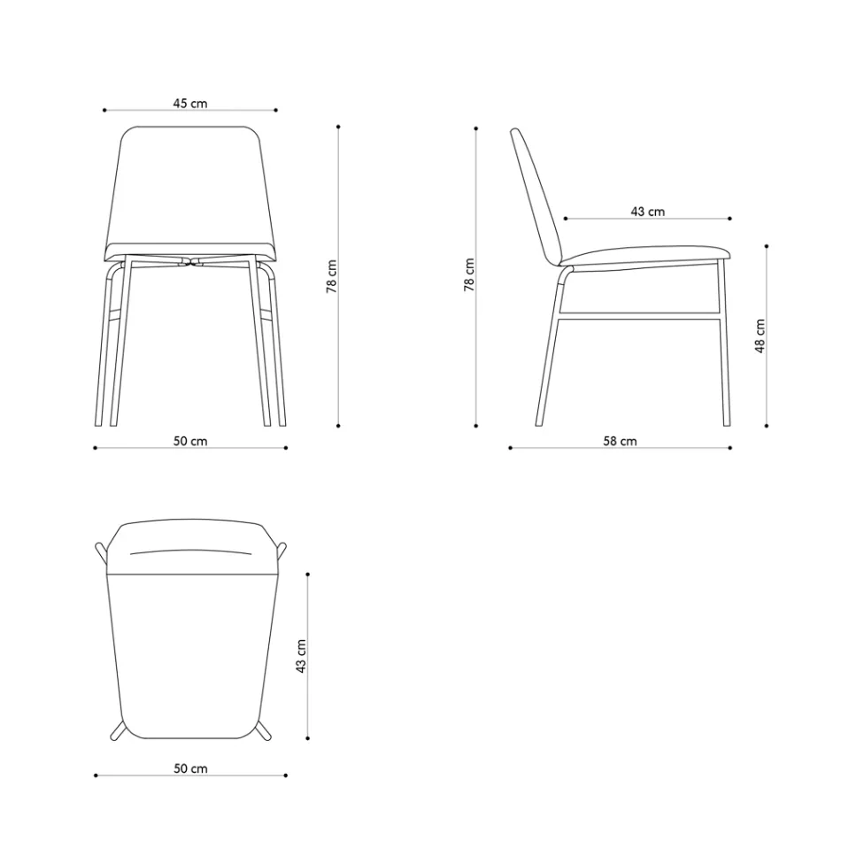 Scaun din Tesatura Fina cu Baza Metalica Made in Italy, 2 Bucati - Molde Viadurini