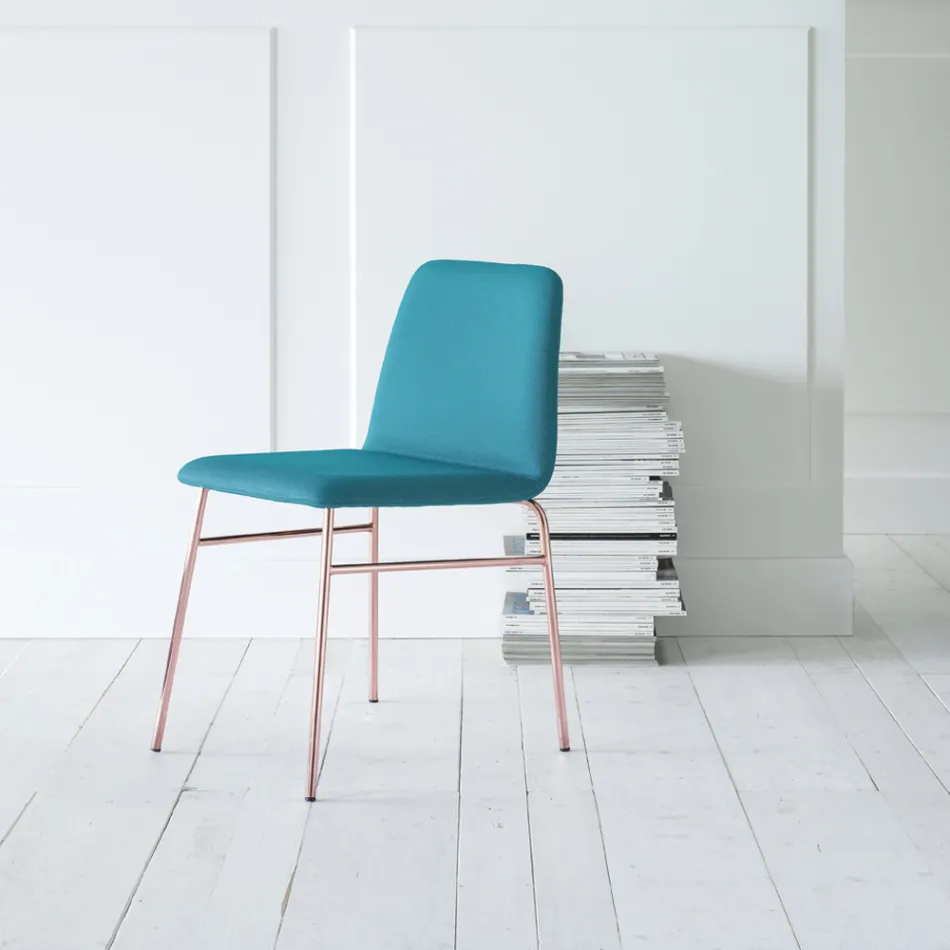 Scaun din Tesatura Fina cu Baza Metalica Made in Italy, 2 Bucati - Molde Viadurini