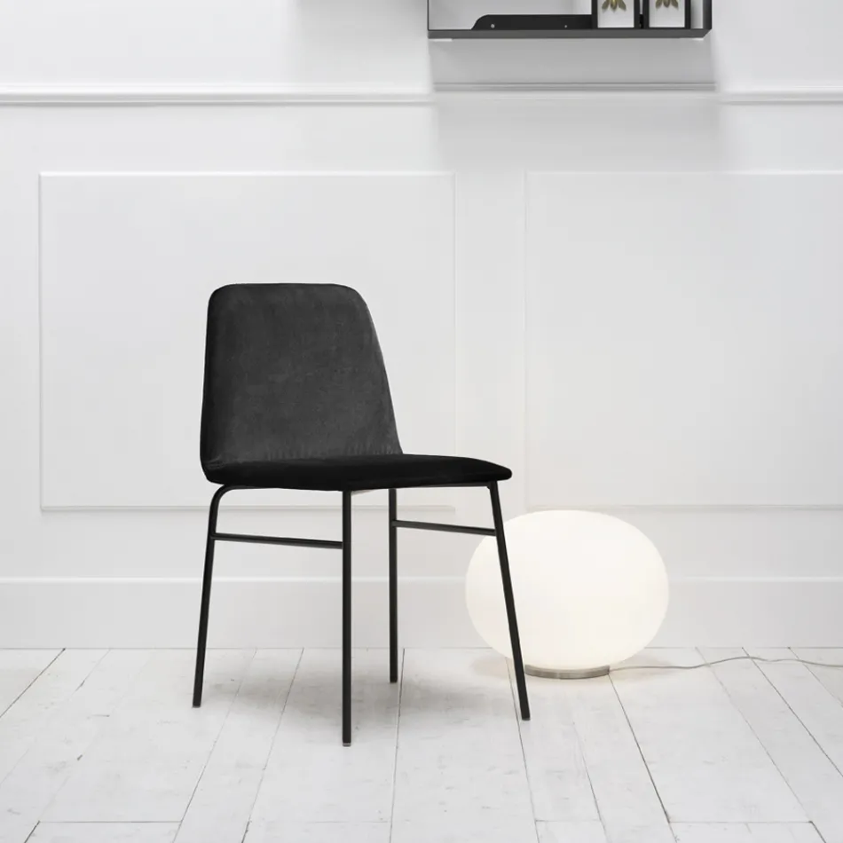 Scaun din Tesatura Fina cu Baza Metalica Made in Italy, 2 Bucati - Molde Viadurini