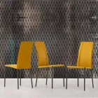 Scaun tapițat din piele cu structură metalică Fabricat în Italia, 2 bucăți - Zinc Viadurini