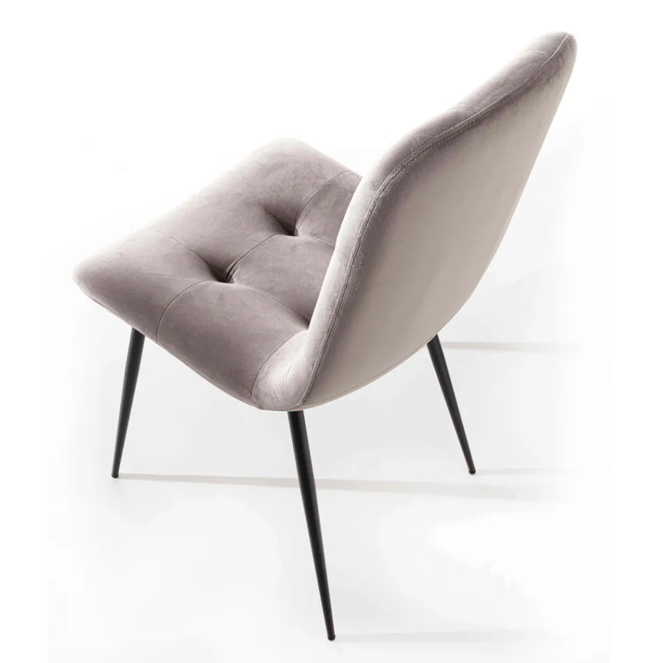 Scaun de sufragerie tapițat din catifea, rezistent la pete, 4 bucăți - Kylie Viadurini