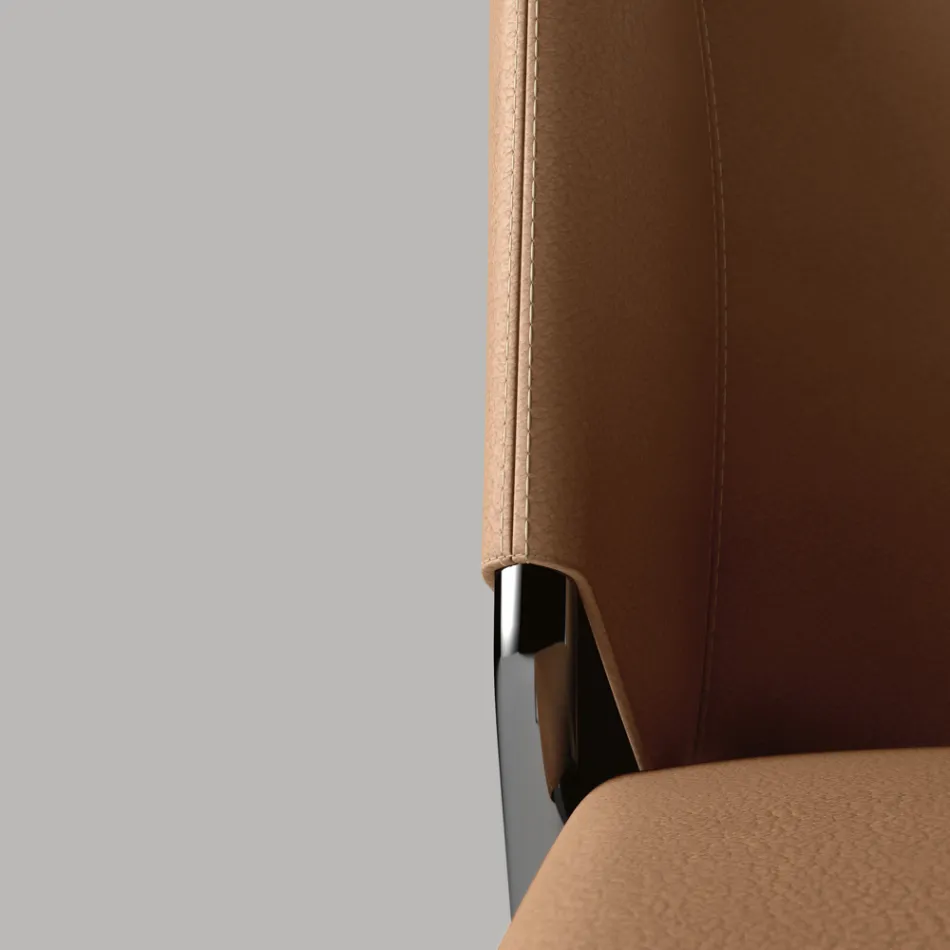 Scaun de Sufragerie cu Scaun Imbracat in Piele Made in Italy - Giulia Viadurini