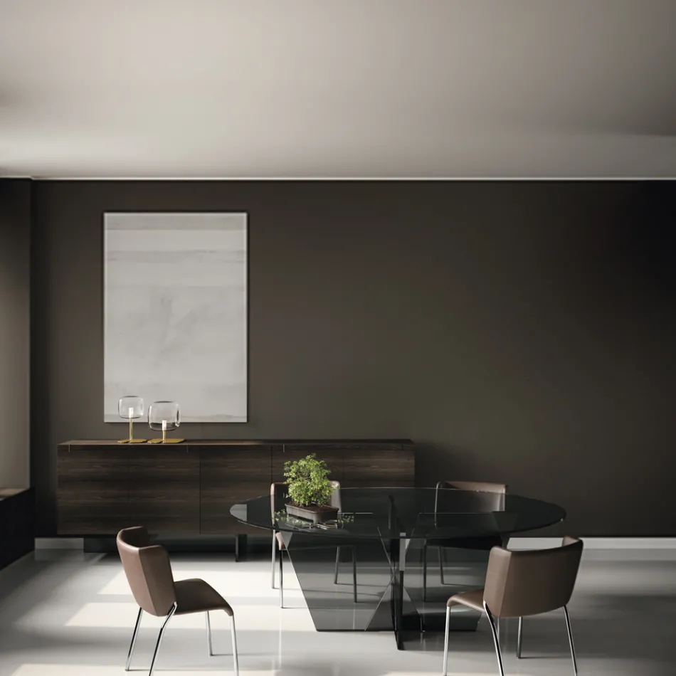 Scaun de Sufragerie cu Scaun Imbracat in Piele Made in Italy - Giulia Viadurini