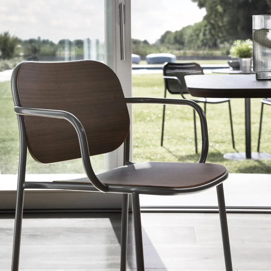 Scaun de Sufragerie din Lemn si Metal Made in Italy 2 Piese - Saffia Viadurini