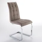 Scaun de Sufragerie din Piele Sintetica si Metal Cromat 4 Piese - Molise Viadurini