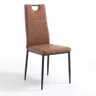 Scaun de Sufragerie din Piele Sintetica Invechita 4 Piese - Cassandra Viadurini