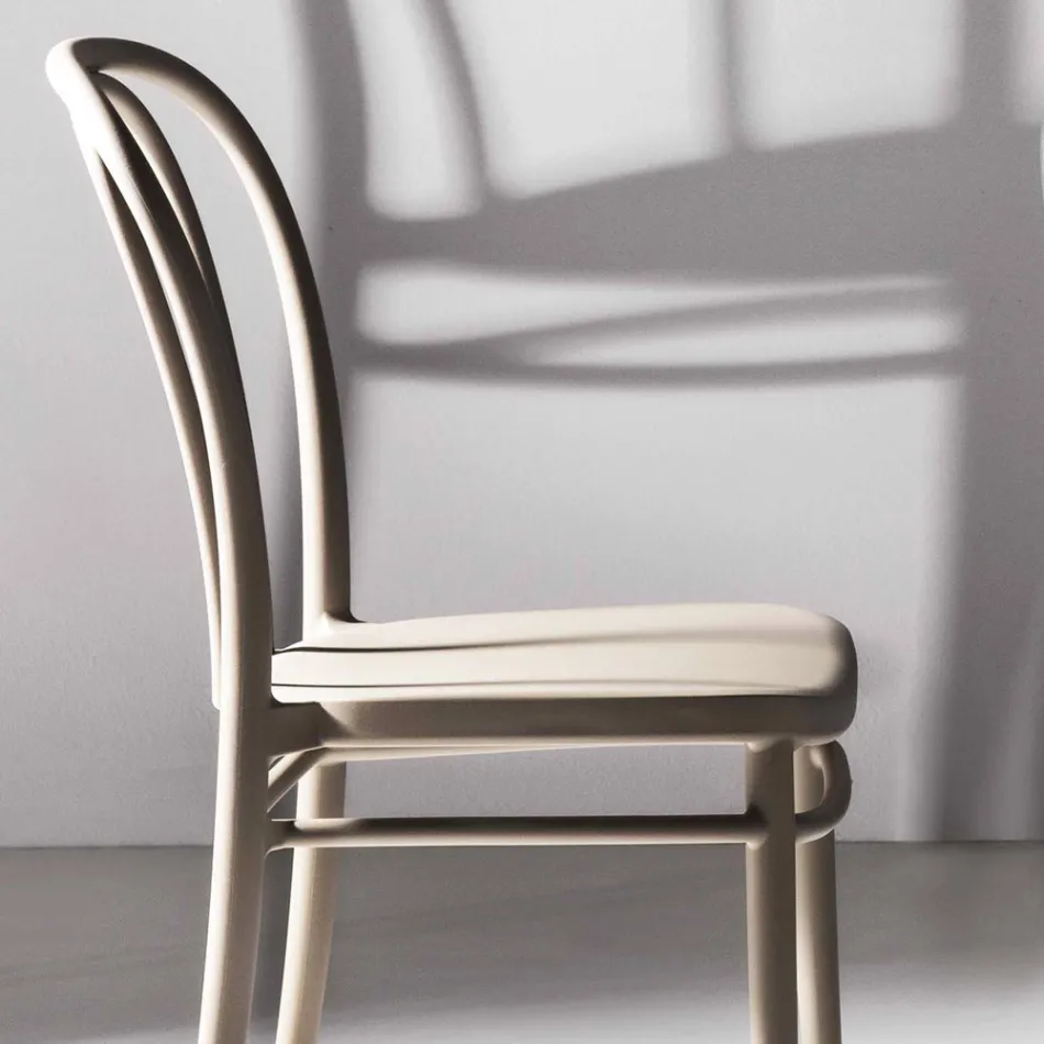 Scaun de sufragerie din polipropilenă stivuibil până la 10 unități, 4 bucăți - Gaya Viadurini