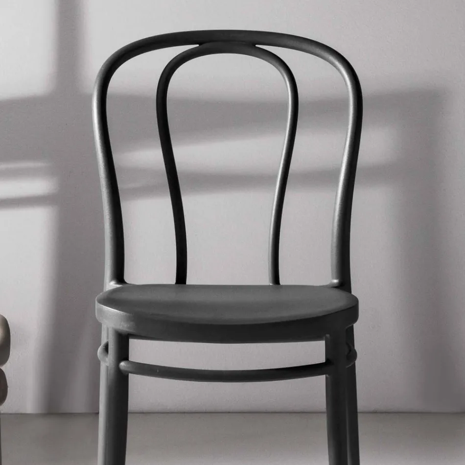 Scaun de sufragerie din polipropilenă stivuibil până la 10 unități, 4 bucăți - Gaya Viadurini