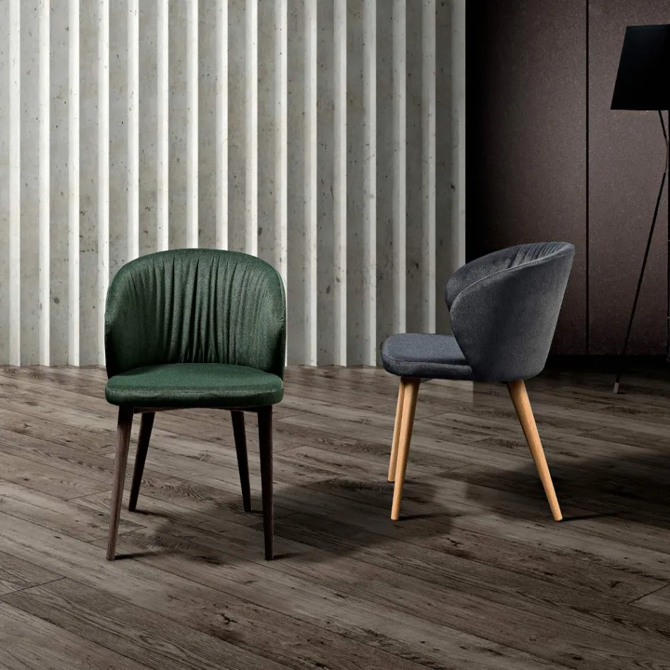 Scaun de sufragerie din stofa cu design modern elegant - Reginaldo Viadurini