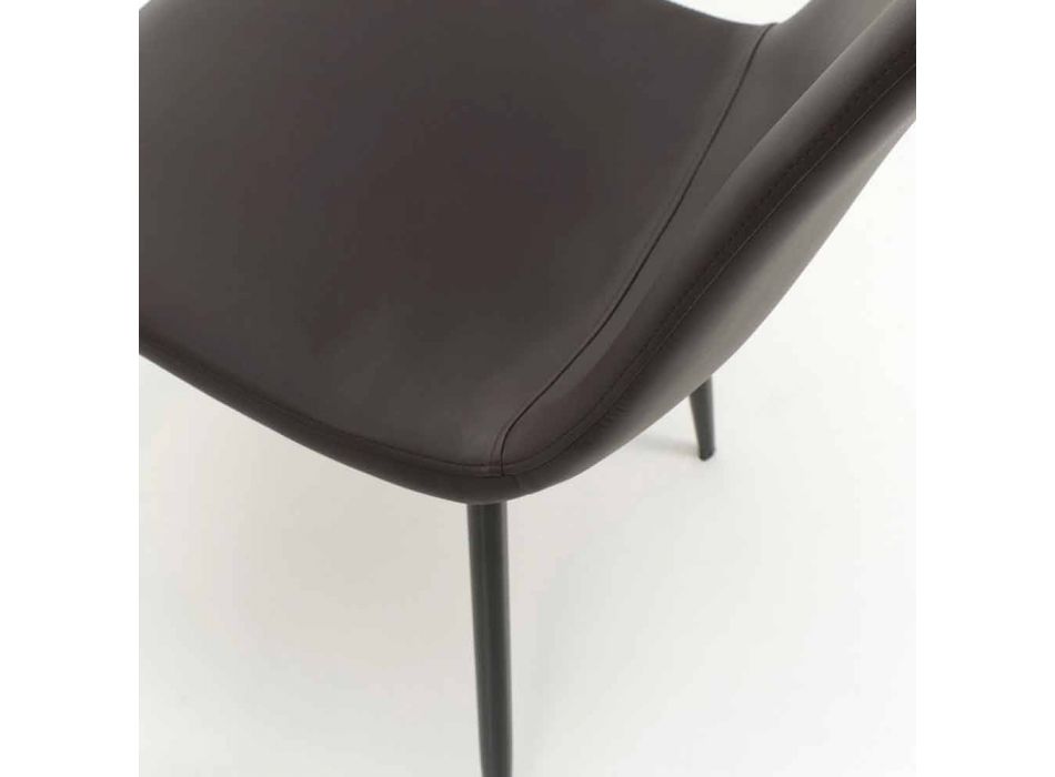 Scaun de sufragerie modern în piele și metal negru, 4 bucăți - Pocolo Viadurini
