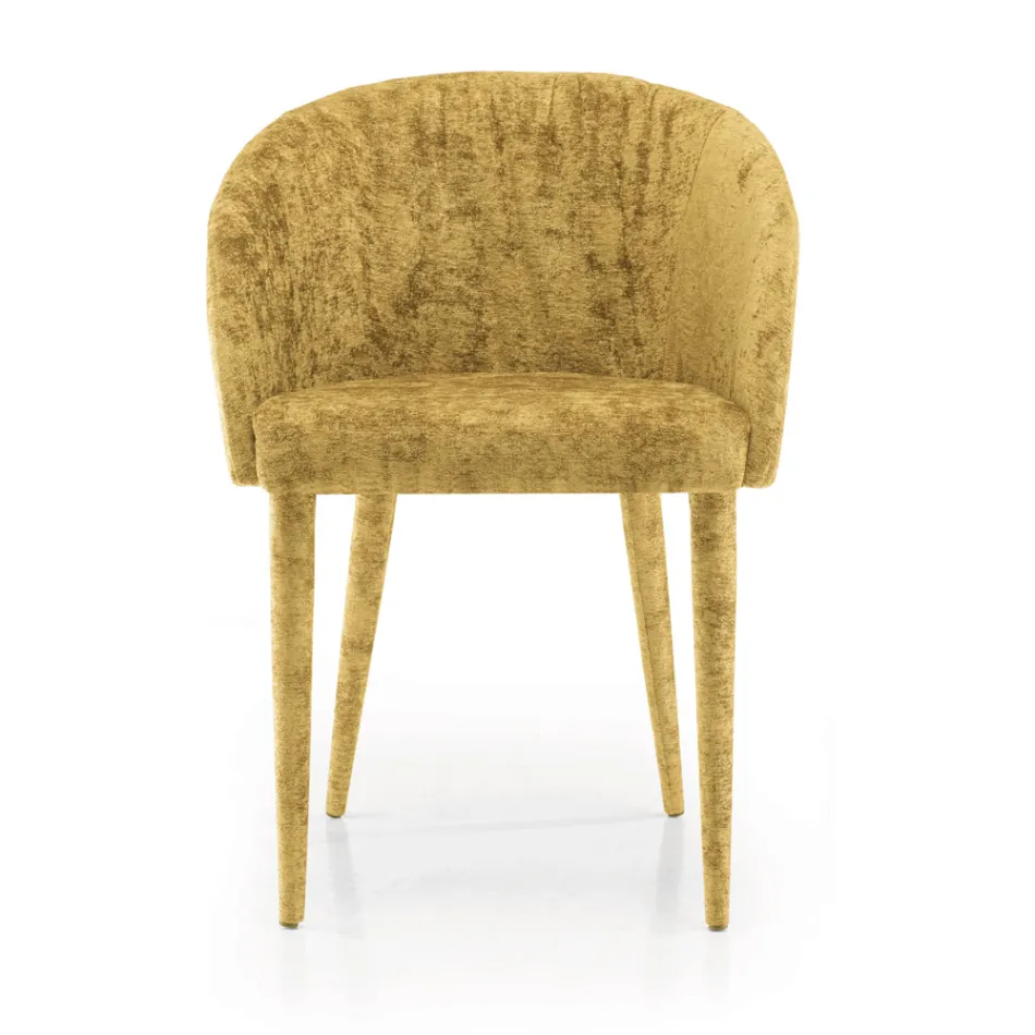 Scaun de Sufragerie Tapitat cu Tesatura Made in Italy 4 Piese - Tagata Viadurini