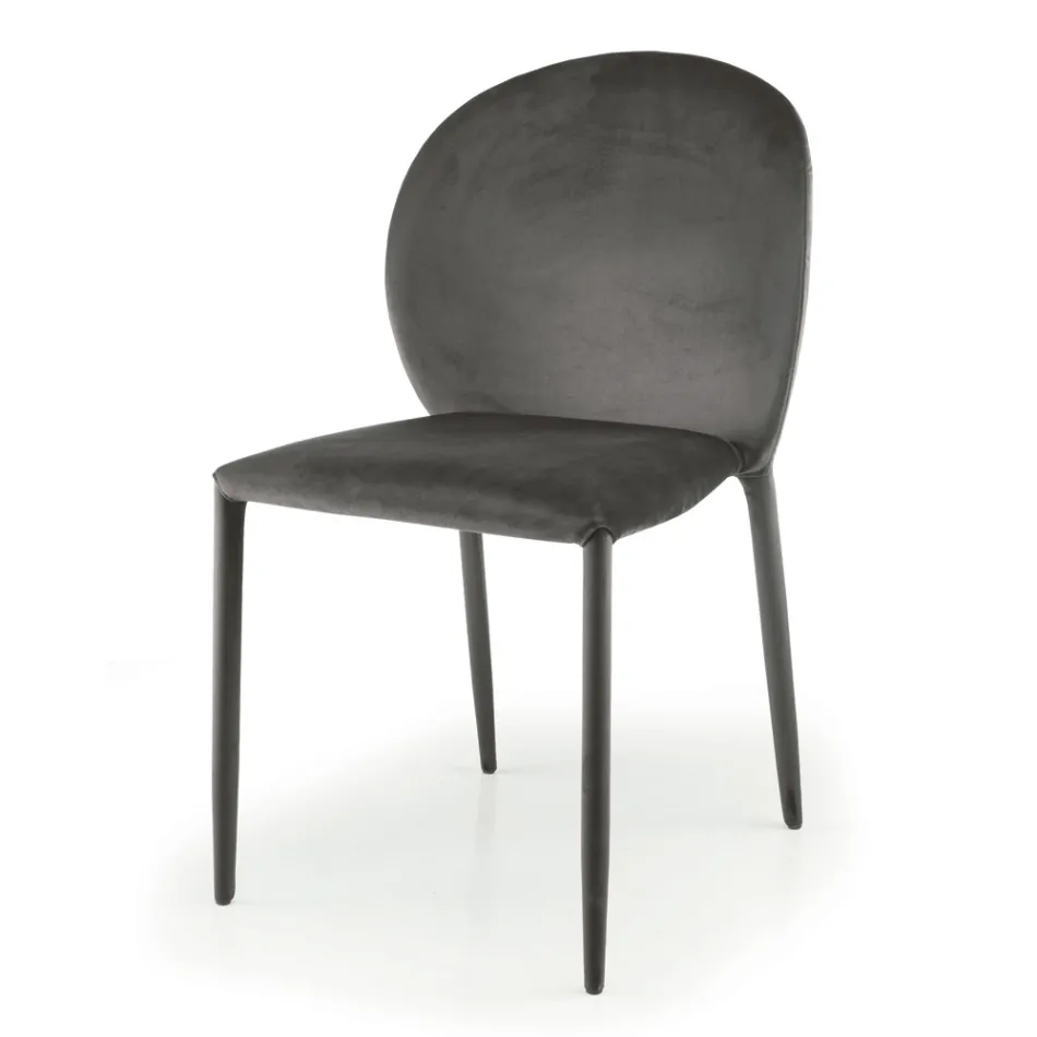 Scaun de Sufragerie Tapițat cu Catifea Made in Italy 4 Piese - Victory Viadurini