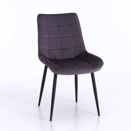 Scaun de sufragerie din metal cu scaun tapițat și acoperit, 4 bucăți - Cronos Viadurini
