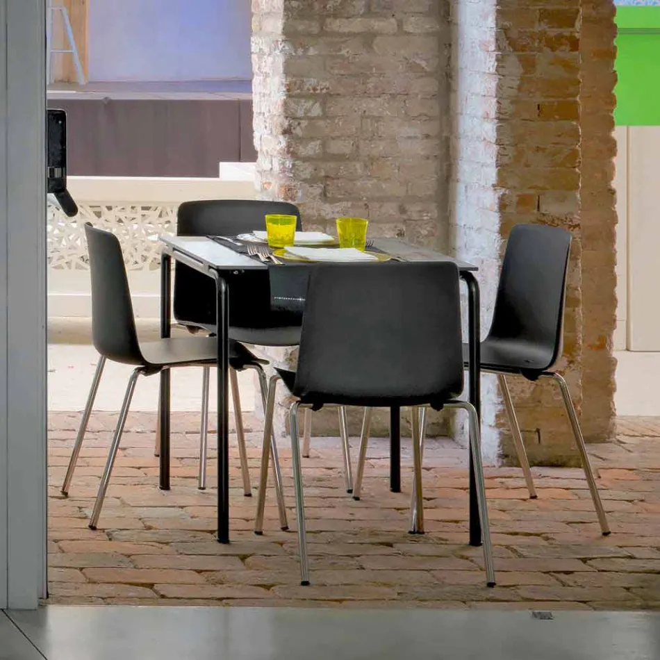 Scaun de sufragerie din metal și polipropilenă fabricat în Italia, 4 piese - Carlita Viadurini