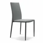 Scaun de sufragerie stivuibil, căptușit și tapițat cu piele ecologică – Monamour Viadurini