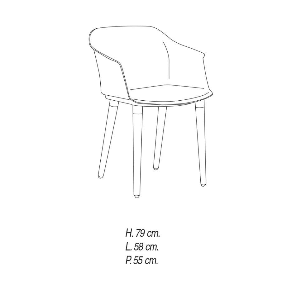 Scaun de Sufragerie din Lemn si Polipropilena Made in Italy, 4 Bucati - Marbella Viadurini