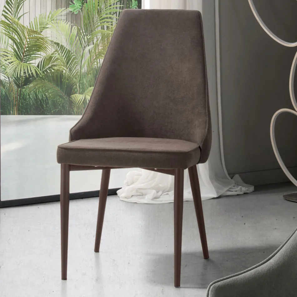 Scaun Sufragerie din Tesatura cu Sezut Modelat si Tapitat 4 Bucati - Isaak Viadurini