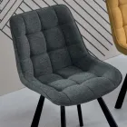 Scaun de Sufragerie din Tesatura Tapitata Cu Motiv In Cadrat 4 Piese - Raggia Viadurini