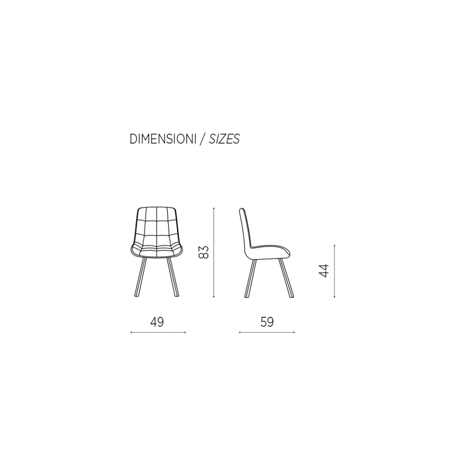 Scaun de Sufragerie din Tesatura Tapitata Cu Motiv In Cadrat 4 Piese - Raggia Viadurini