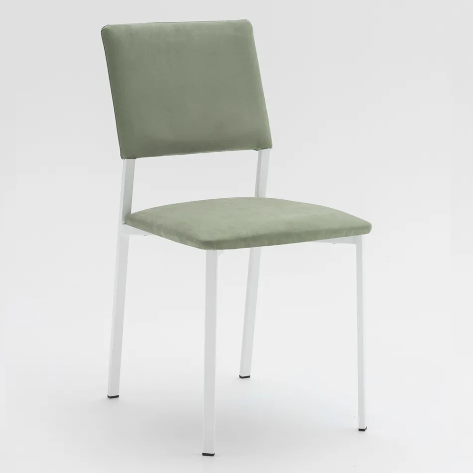 Scaun de Sufragerie din Metal si Scaun din Microfibra Made in Italia, 2 Bucati - Fabiola Viadurini