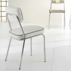 Scaun stil anii 50 din imitatie de piele graffiti si bordura alba Unica Viadurini